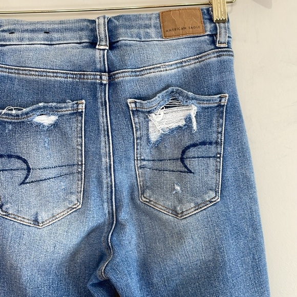 American Eagle The Dream Jean Curvy Super Hi-Rise Jegging Blue Light Wash 00 - Picture 6 of 12